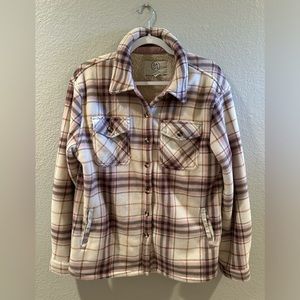 Sage Collective Shacket Women’s Size Large Faux Fur Lined Pink Beige Creme